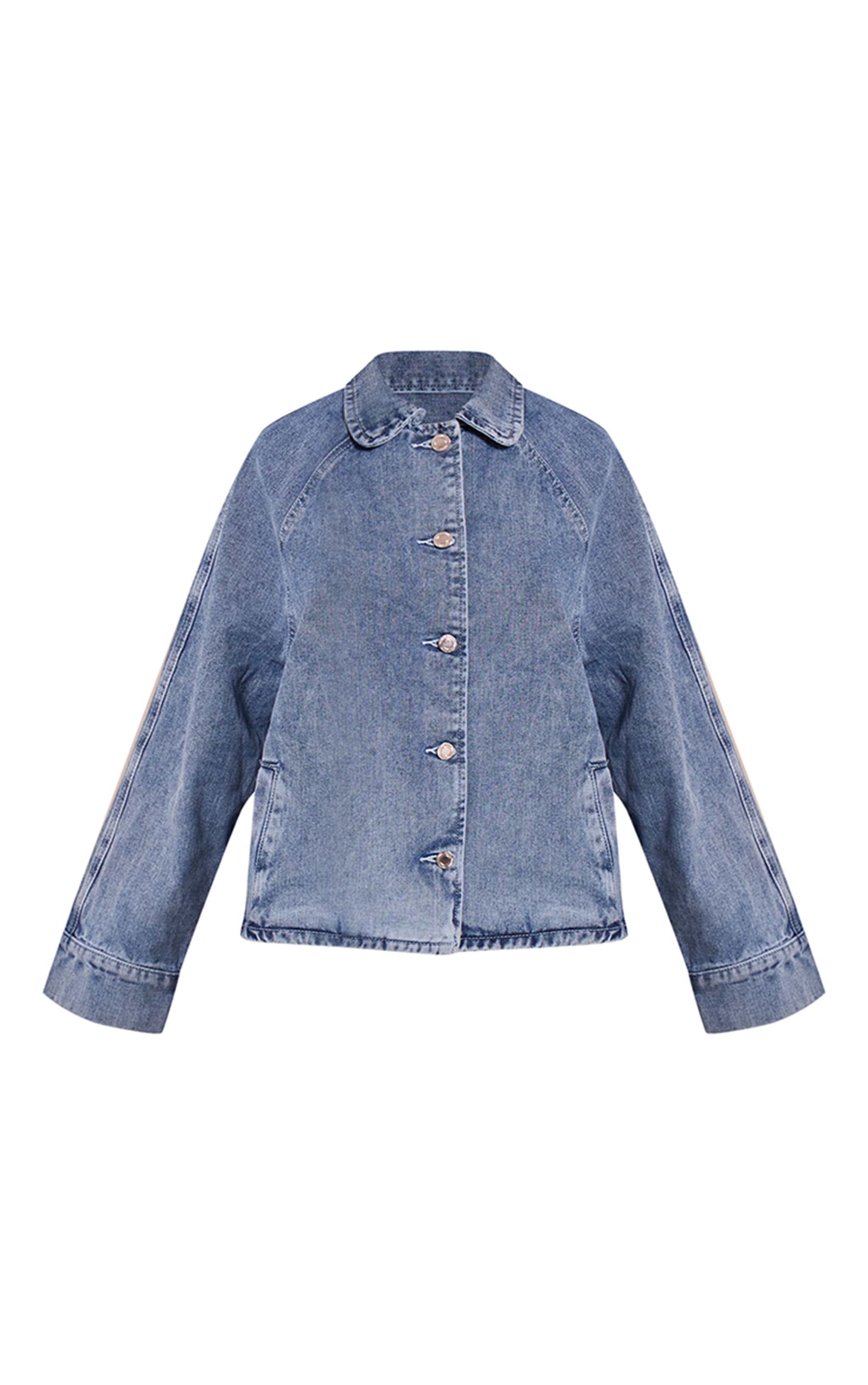 Petite Light Blue Oversized Denim Car Coat image 5