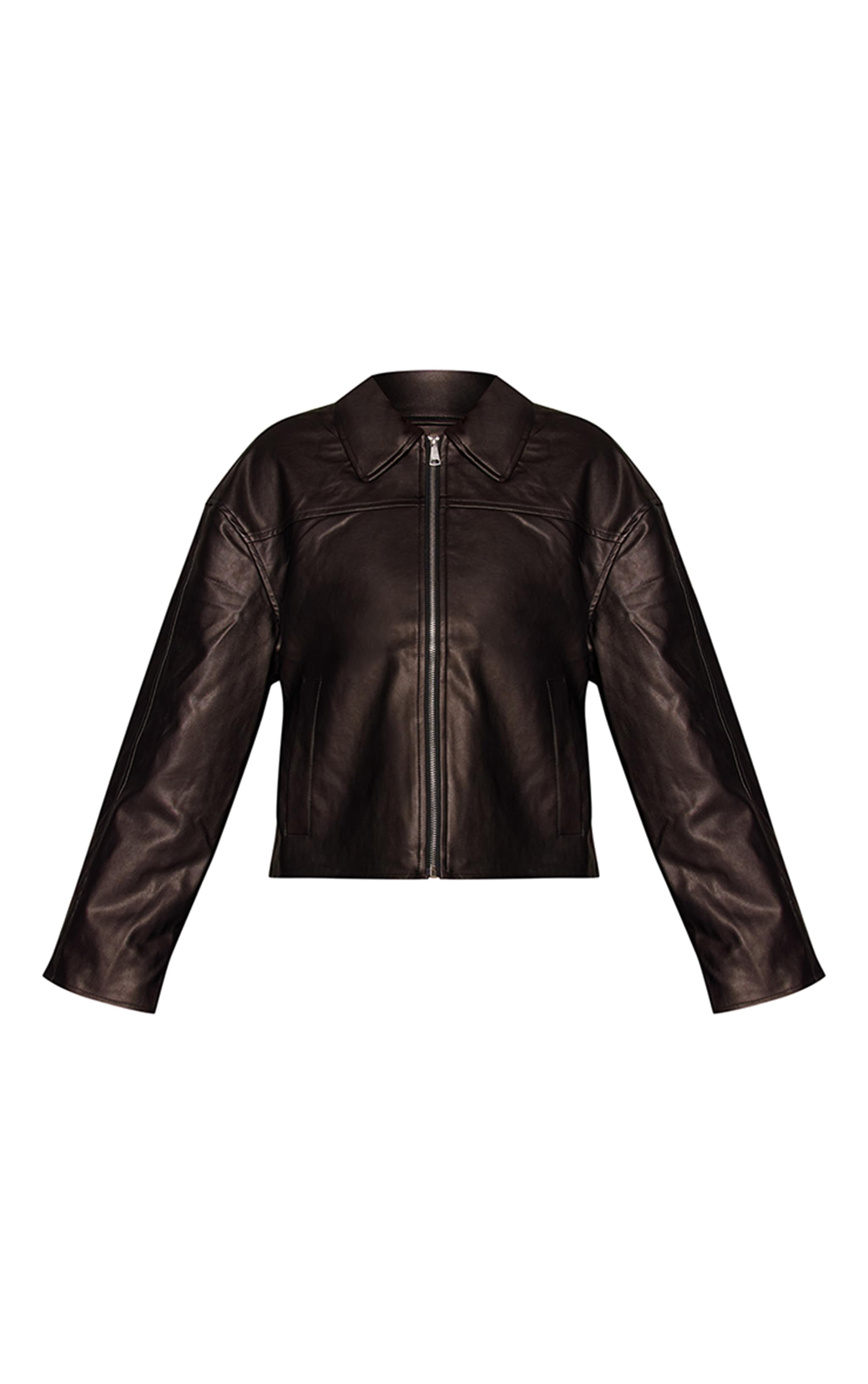 Black Zip Through Pu Jacket image 5