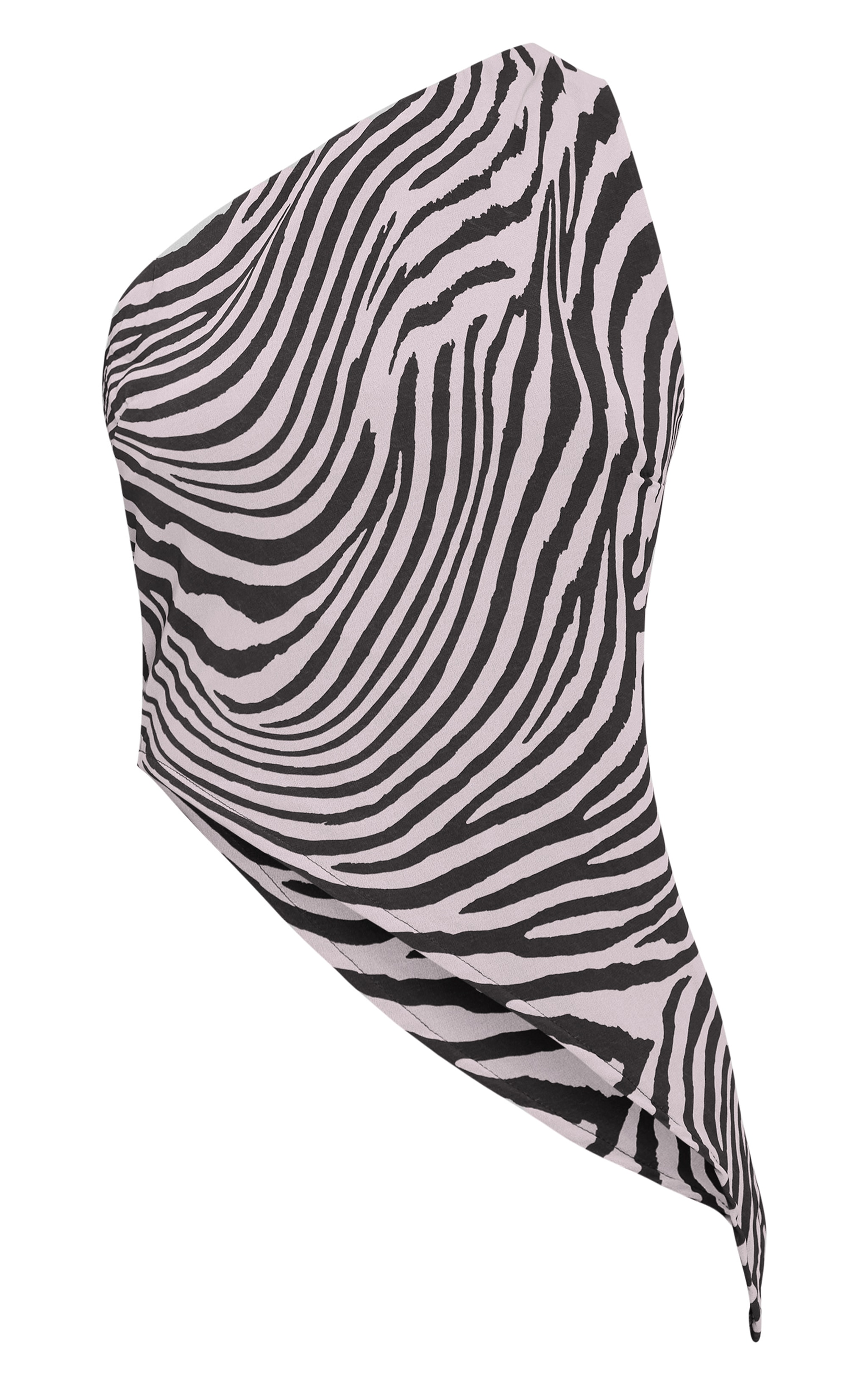 Brown Zebra Print Chiffon Asymmetric Top image 5