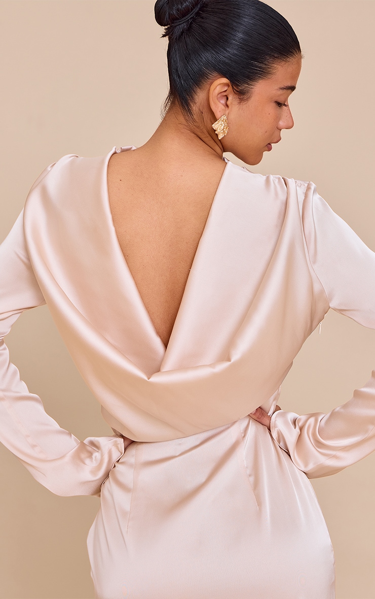 PLT Label Oyster Satin Cowl Back Maxi Dress image 4