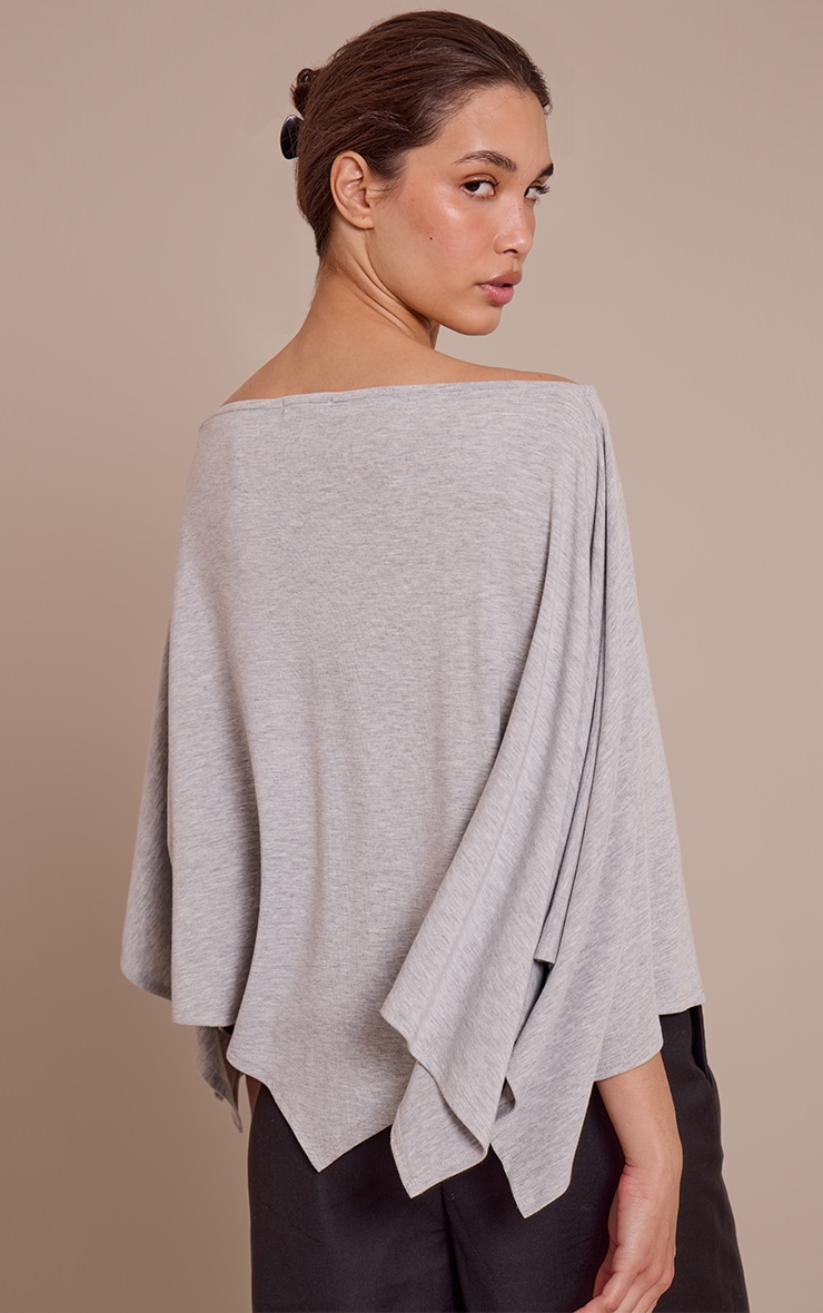 Grey Marl Jersey Oversized Cape Style Top  image 2