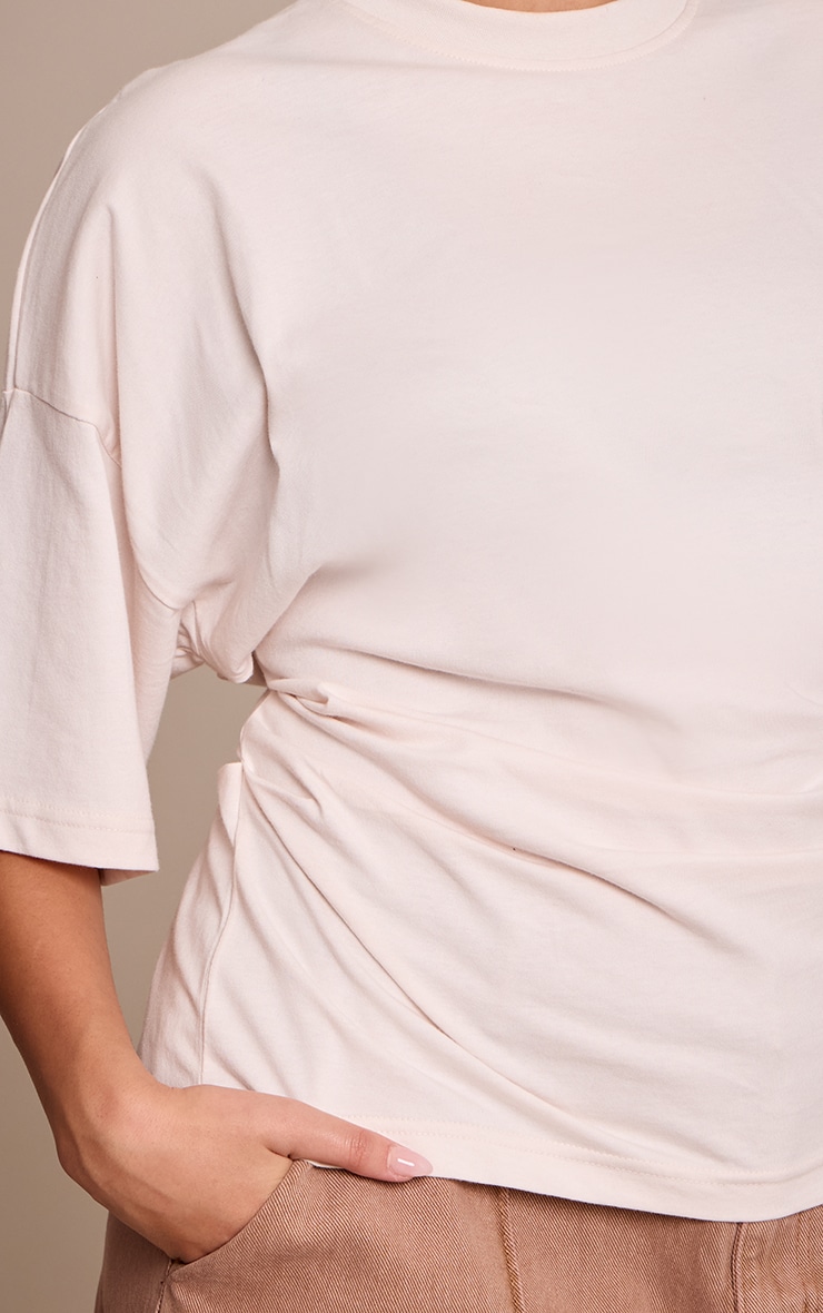 Plus Cream Ruched Side Detail T Shirt image 4