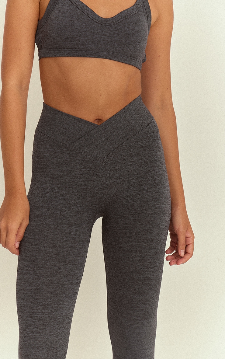 Charcoal Seamless Marl Cross Front Legging image 4