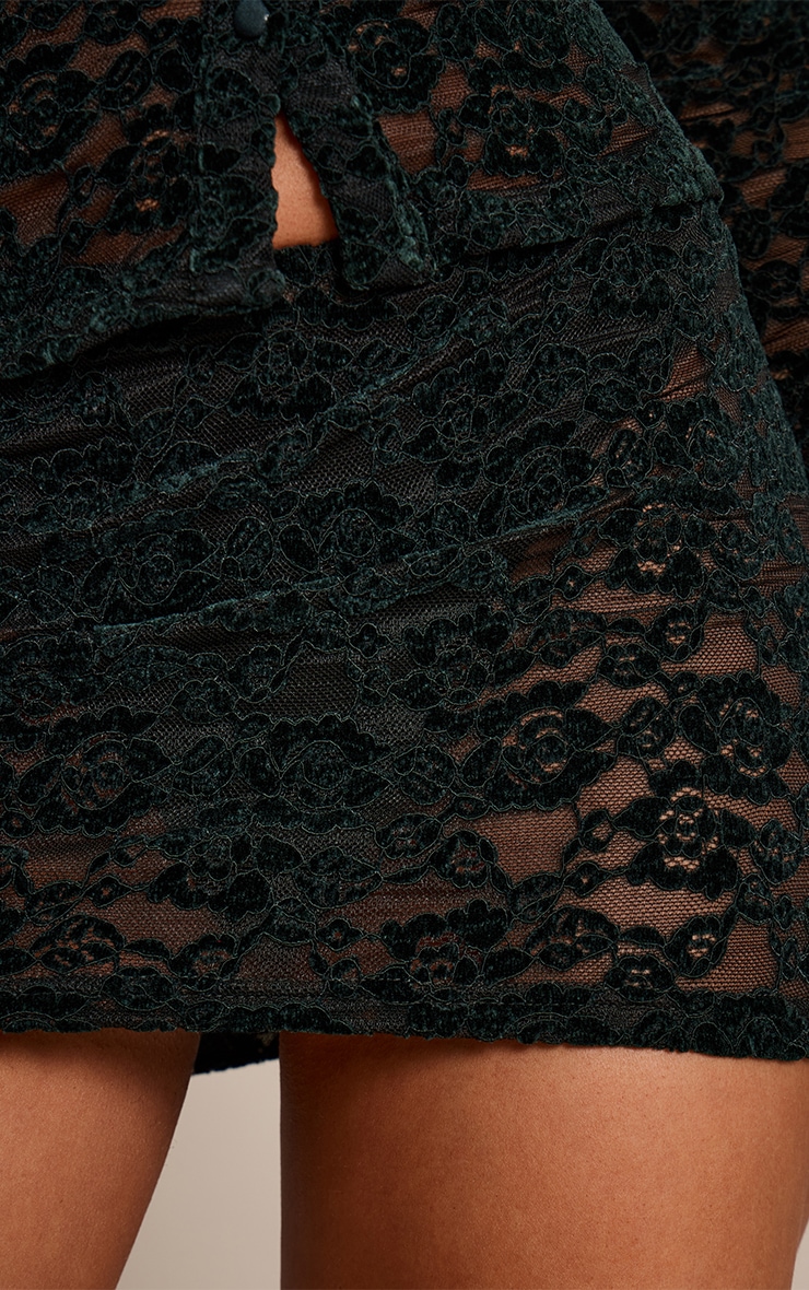 Jupe en velours style dentelle vert émeraude image 5