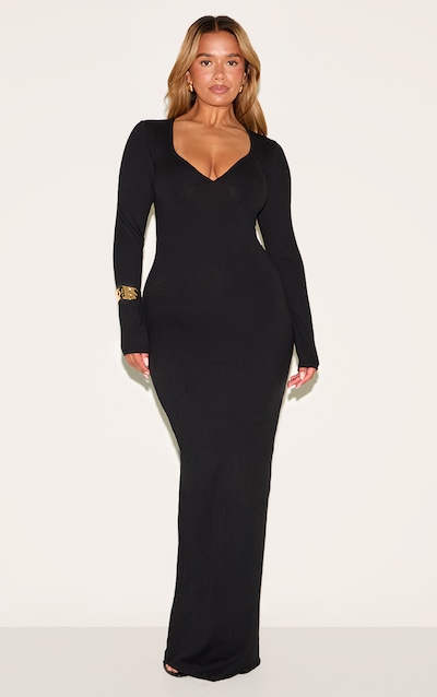Shape Black Sculpt Sweetheart Neck Maxi Dress