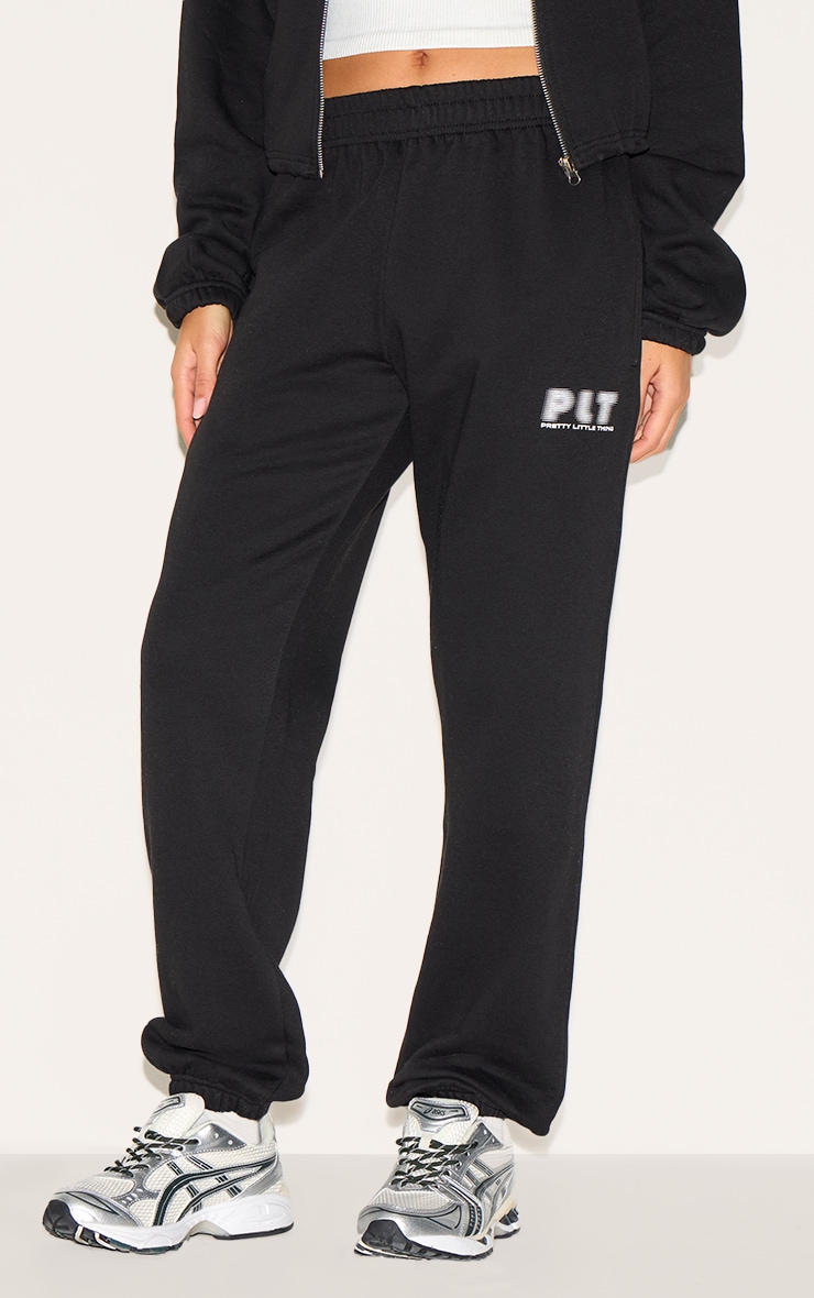 PRETTYLITTLETHING Black Oversized Cuffed Track Pants image 2