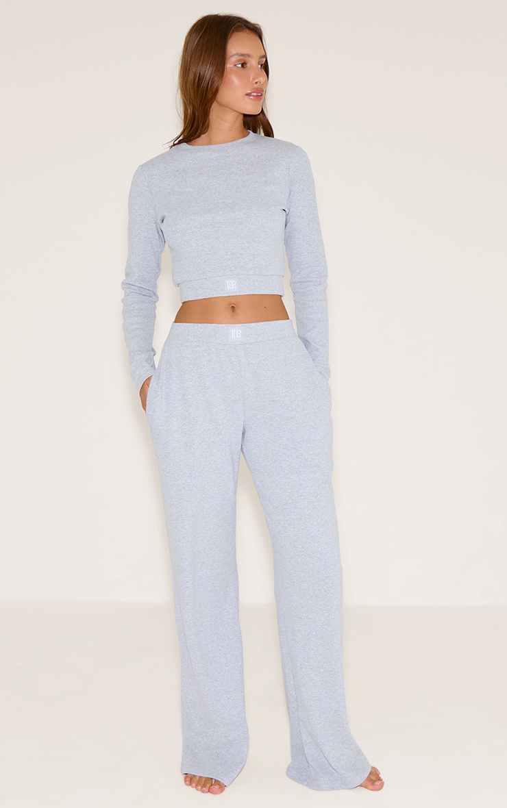 PrettyLittleThing Grey Sleep Tonal Elastic Long Sleeve Top image 3