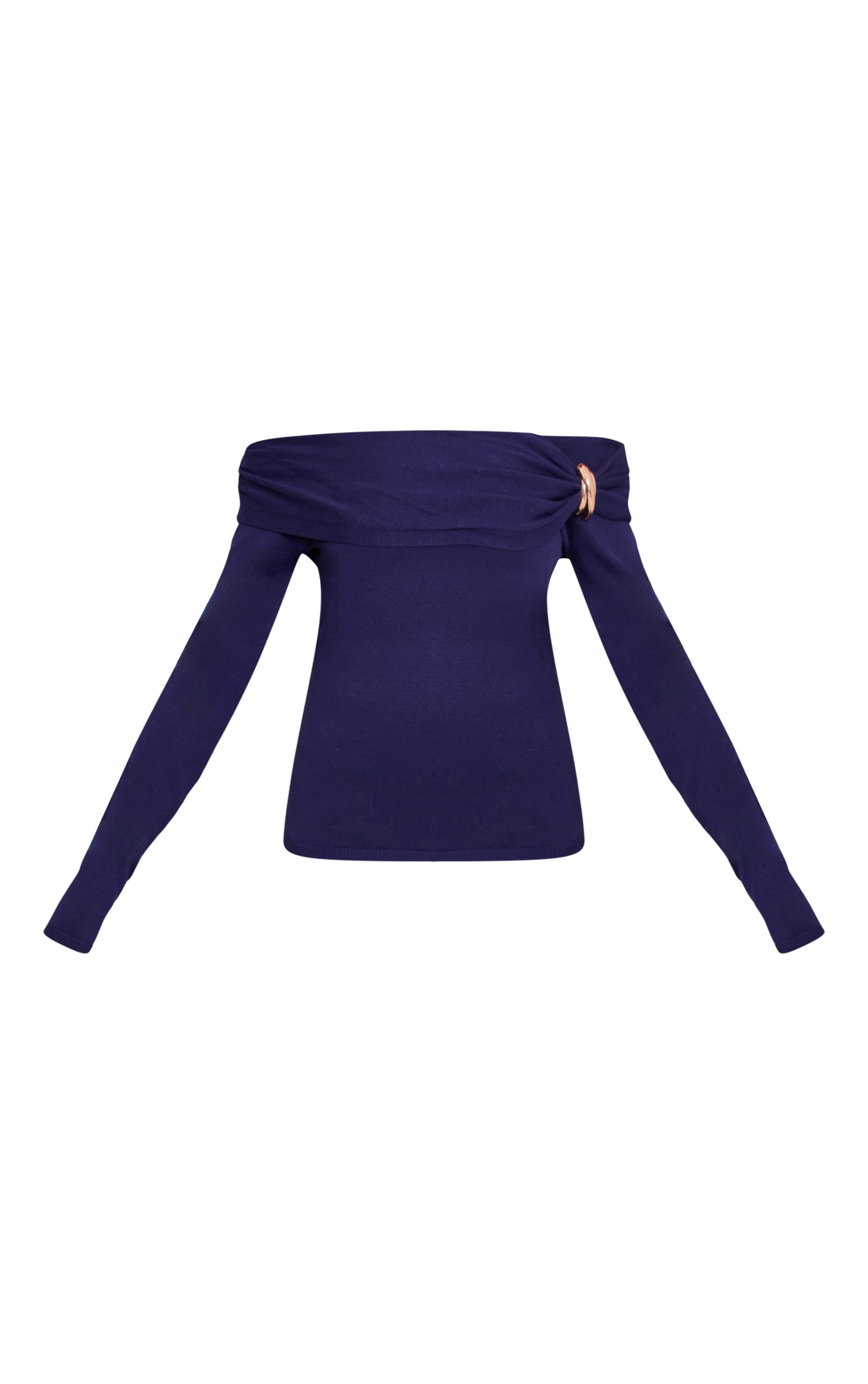 Tall Top en maille tricot bleu marine à épaules torsadées et manches longues image 5