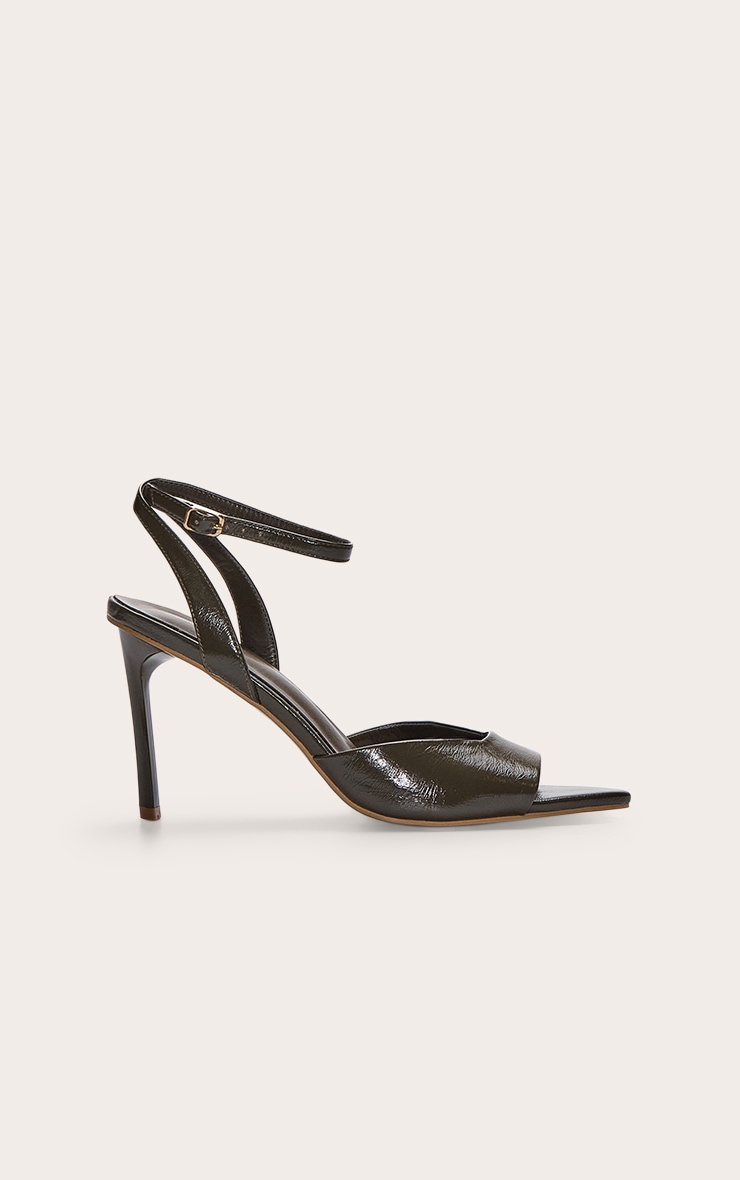 Olive Point Toe Vamp Strap High Stiletto Heeled Sandals image 2