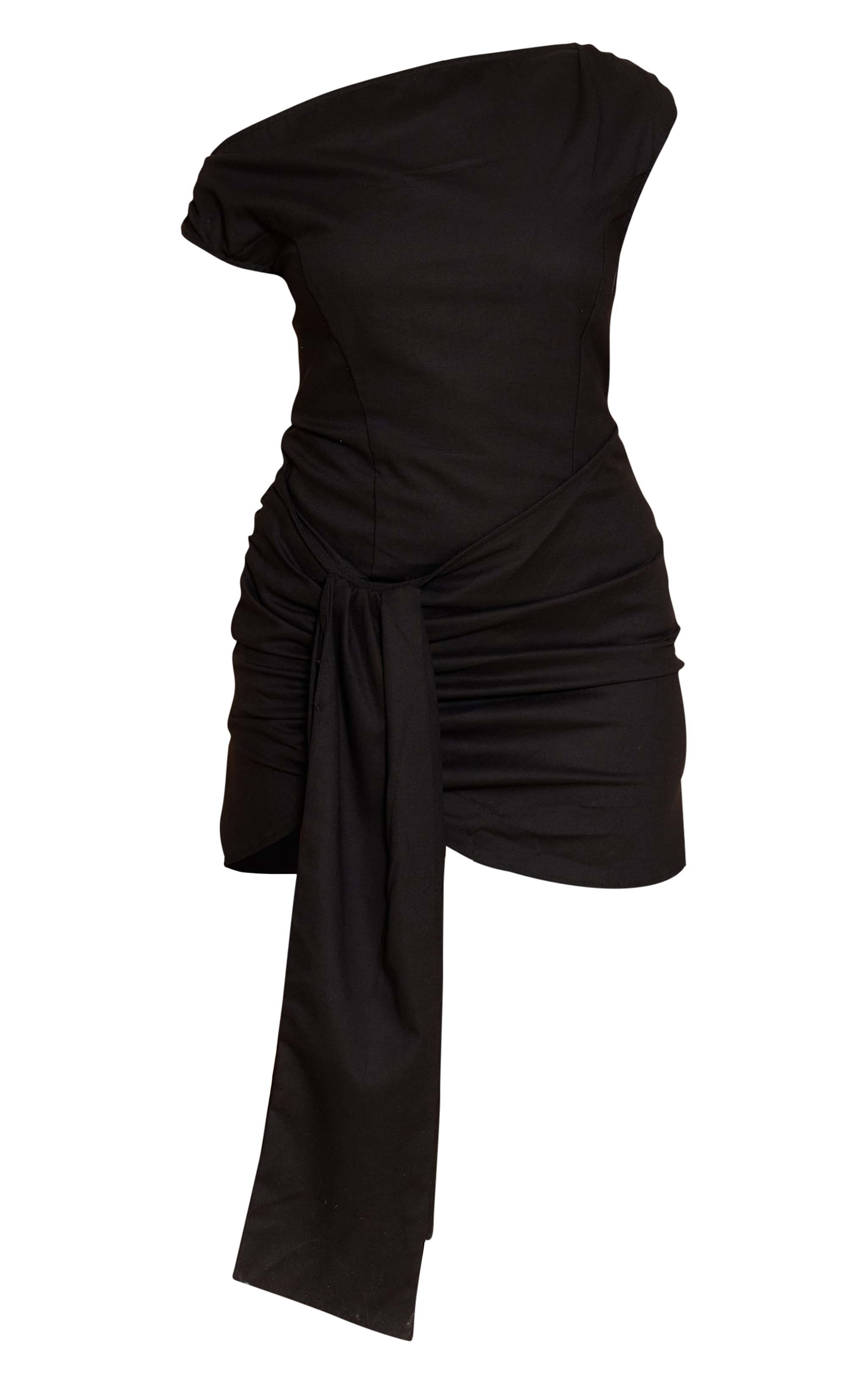 Black Bandeau Wrap Detail Bodycon Dress image 5