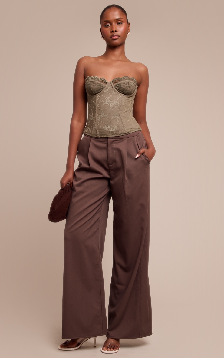 Olive Lace Hook And Eye Detail Bonded Bandeau Corset image 3