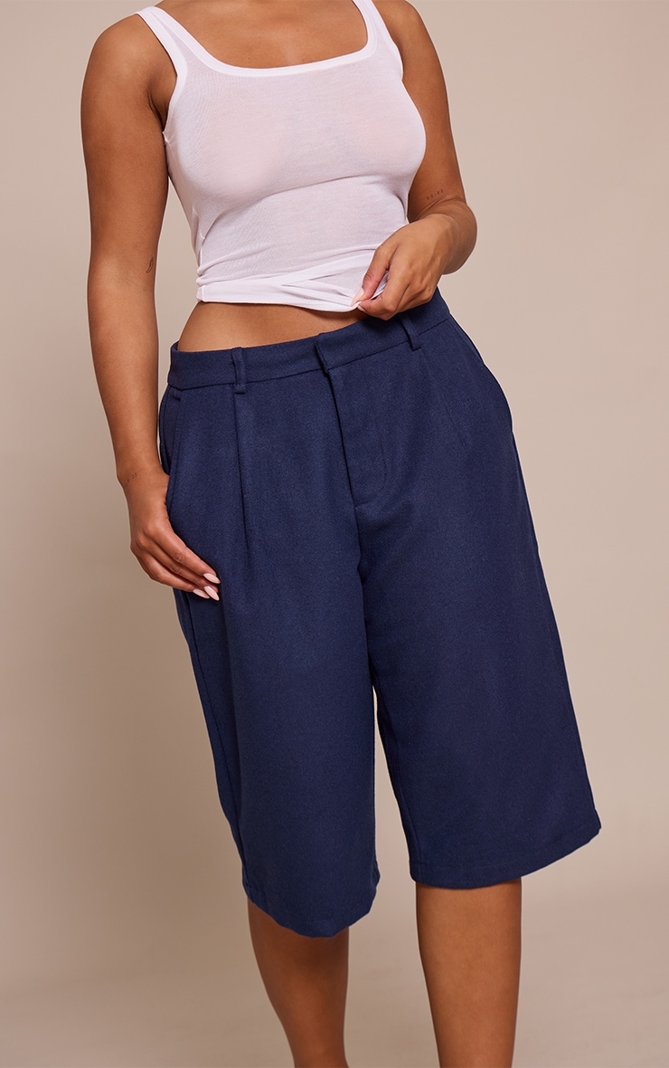 Shape Navy Wool-Look Long Line Shorts image 2