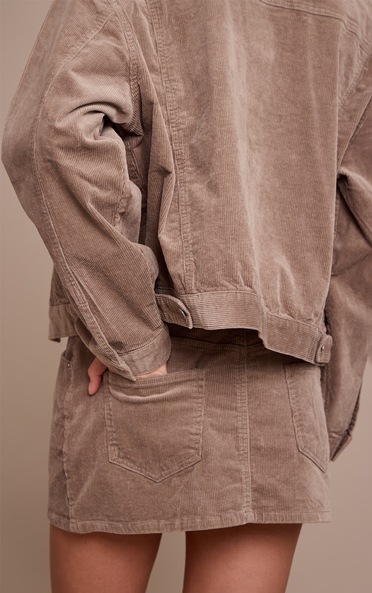 Taupe Cord Denim Mini Skirt image 3