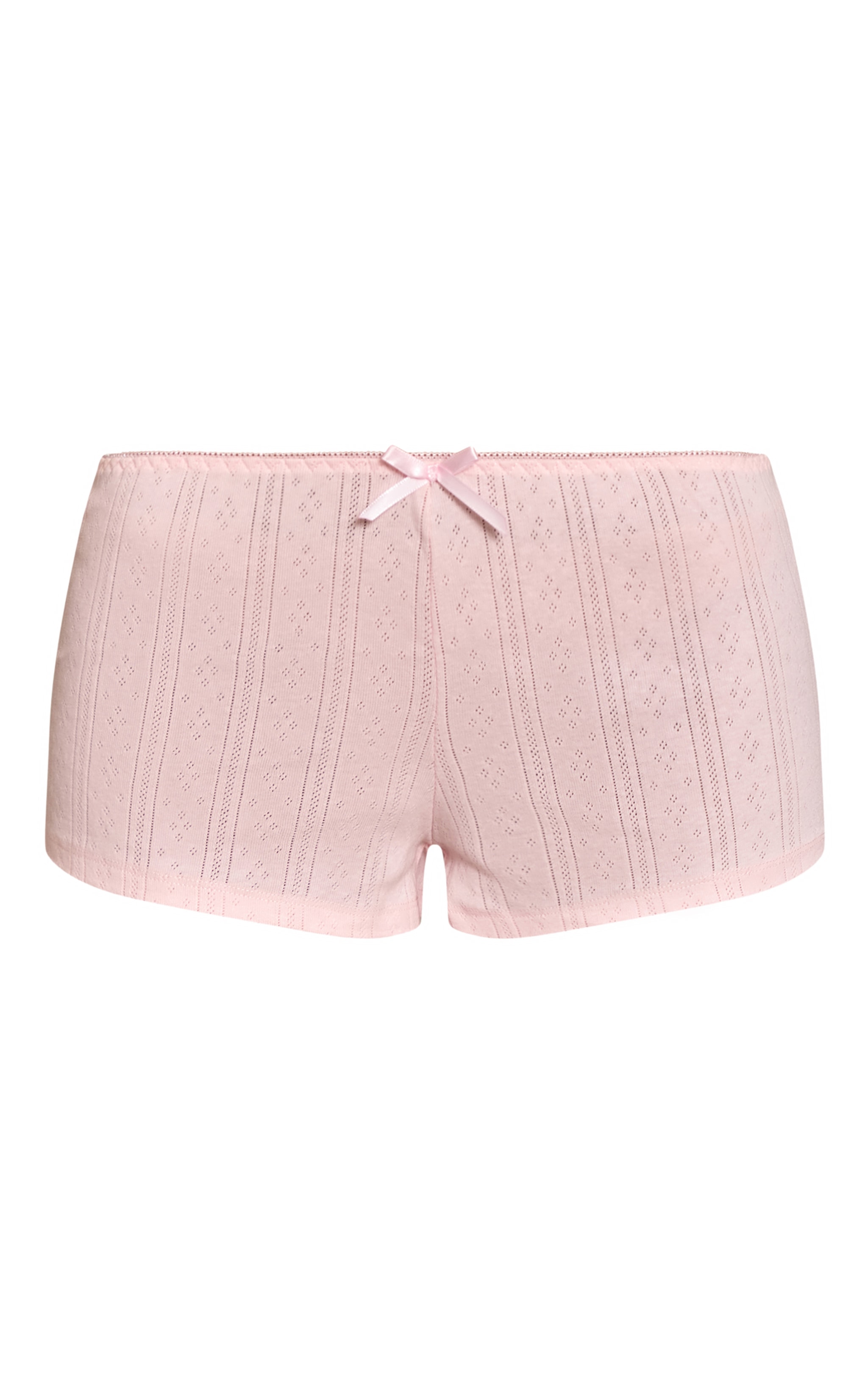 Baby Pink Pointelle Fitted Mini Pajama Shorts image 6