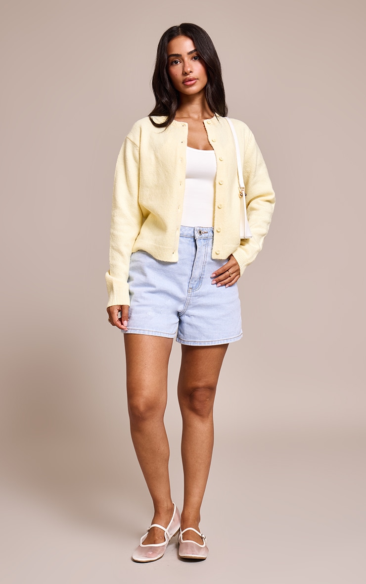 Petite Lemon Knit Button Through Cardigan image 3