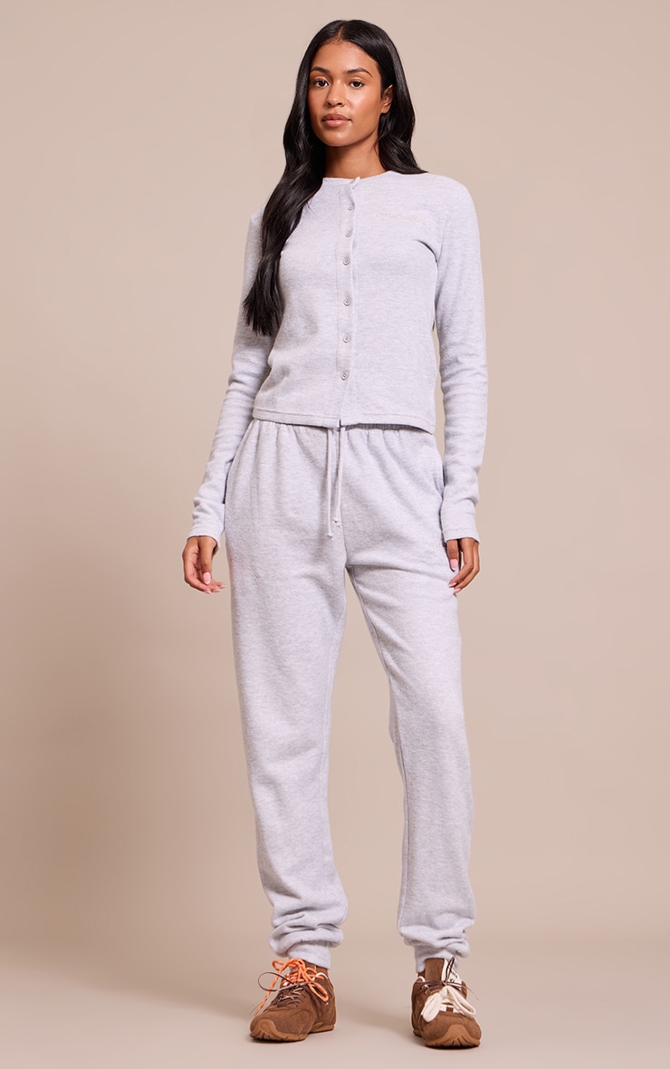 Tall Grey Embroidered Supersoft Cuffed Track Pants image 2