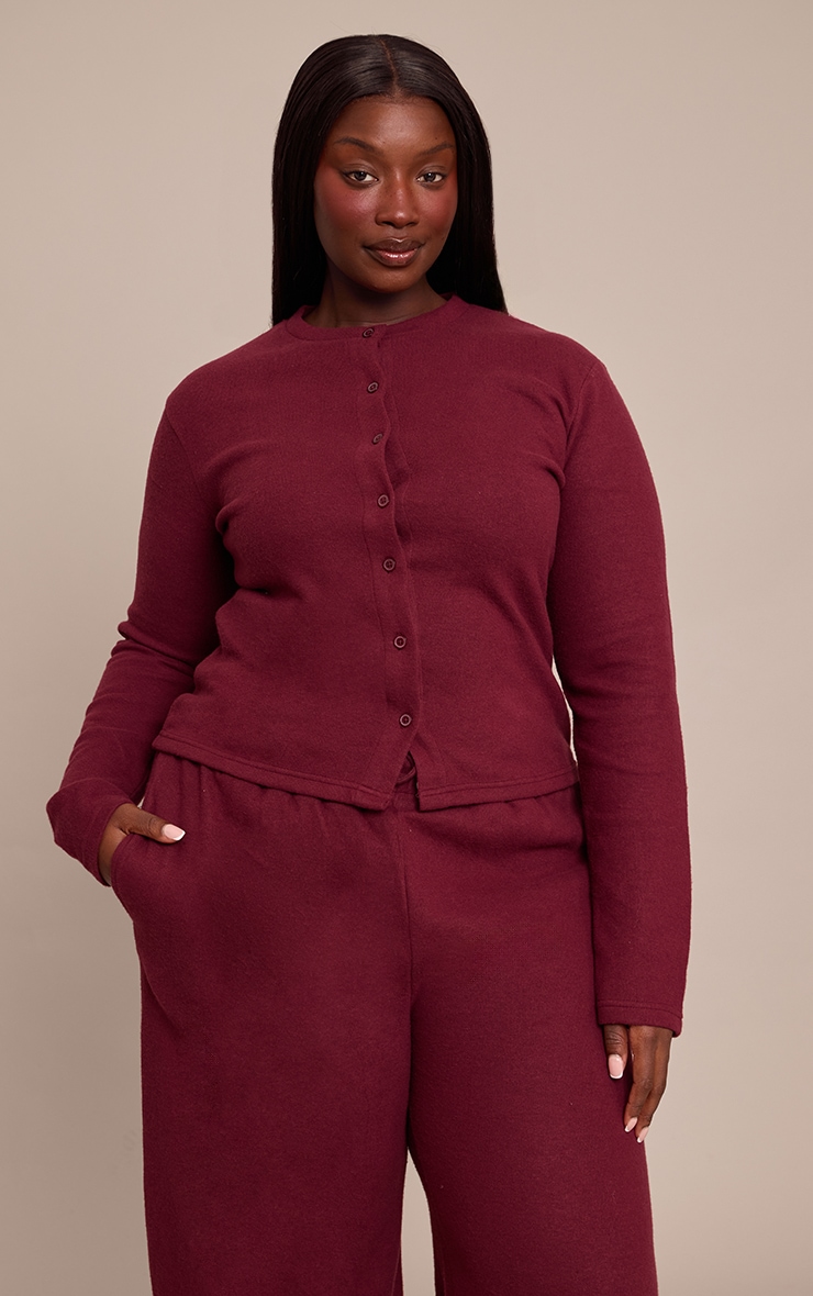 Plus Burgundy Soft Touch Button Down Top