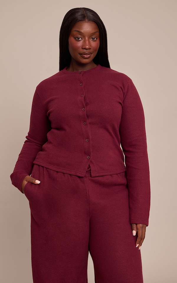 Plus Burgundy Soft Touch Button Down Top