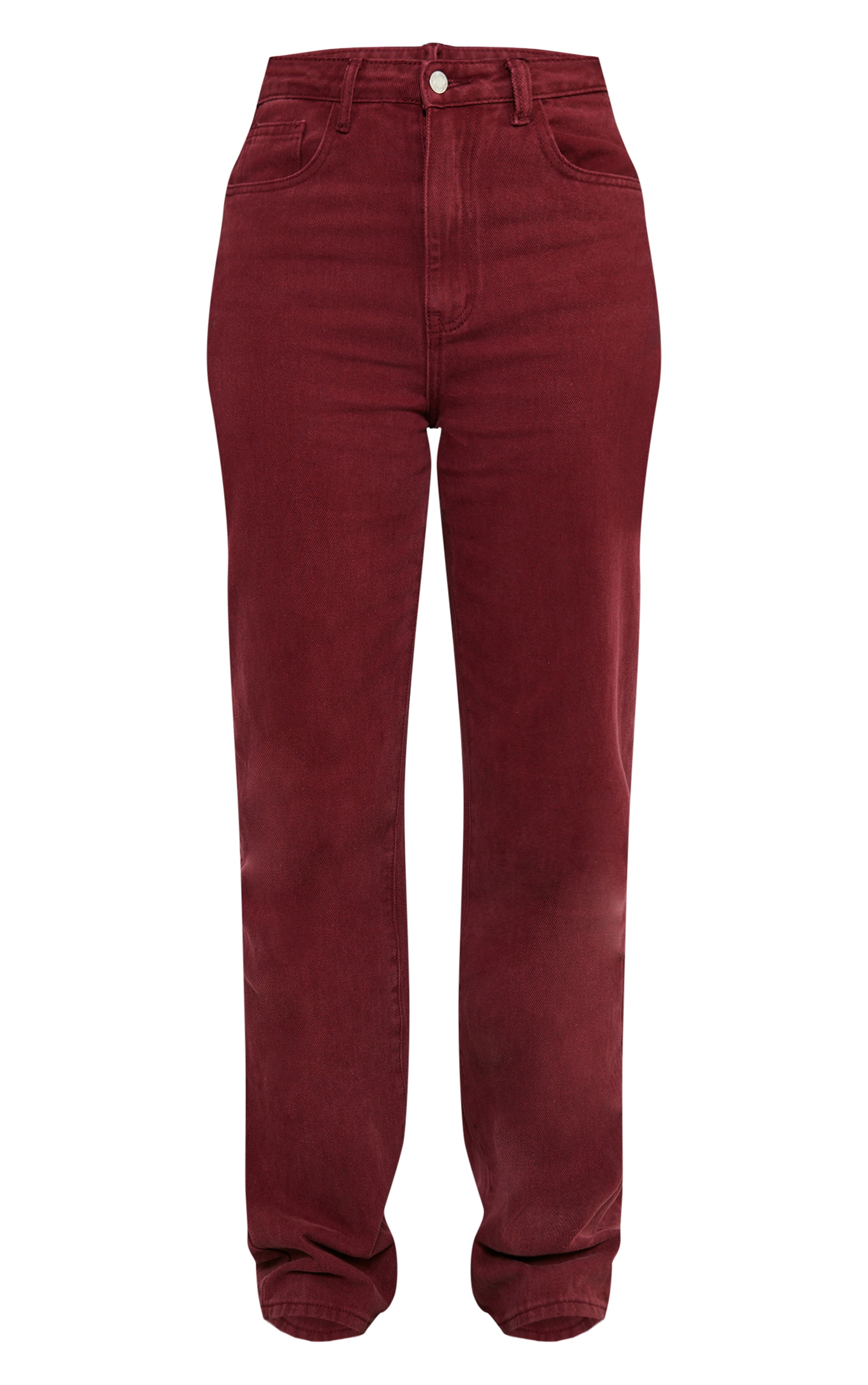 Tall Burgundy Washed High Waist Straight Leg Jeans image 5