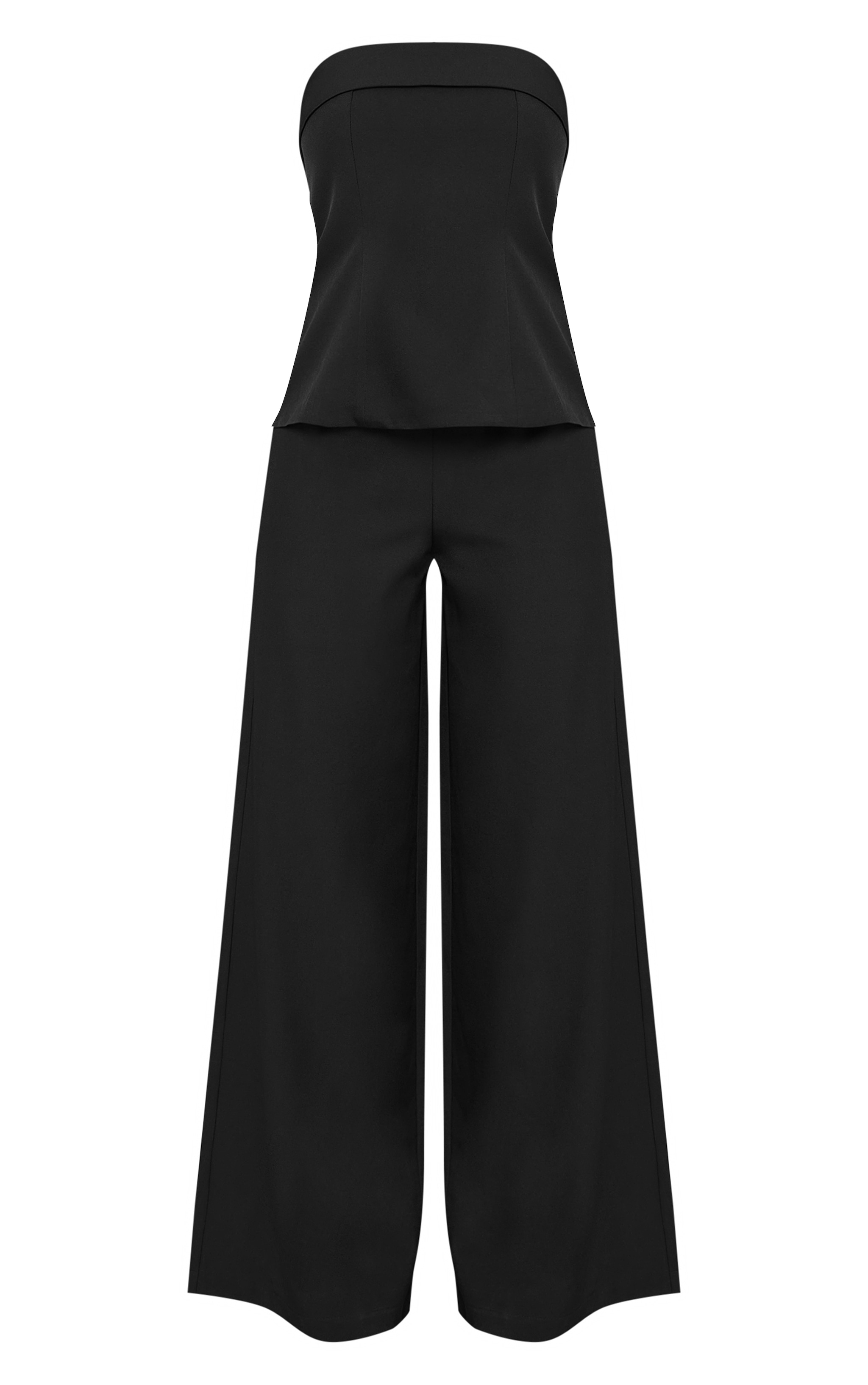 Black Woven Bandeau Longline Tailored Jumpsuit image 5