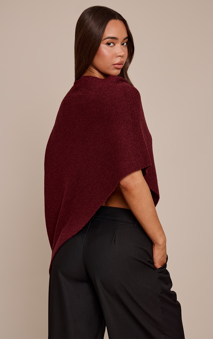 Wine Boucle Cape Top