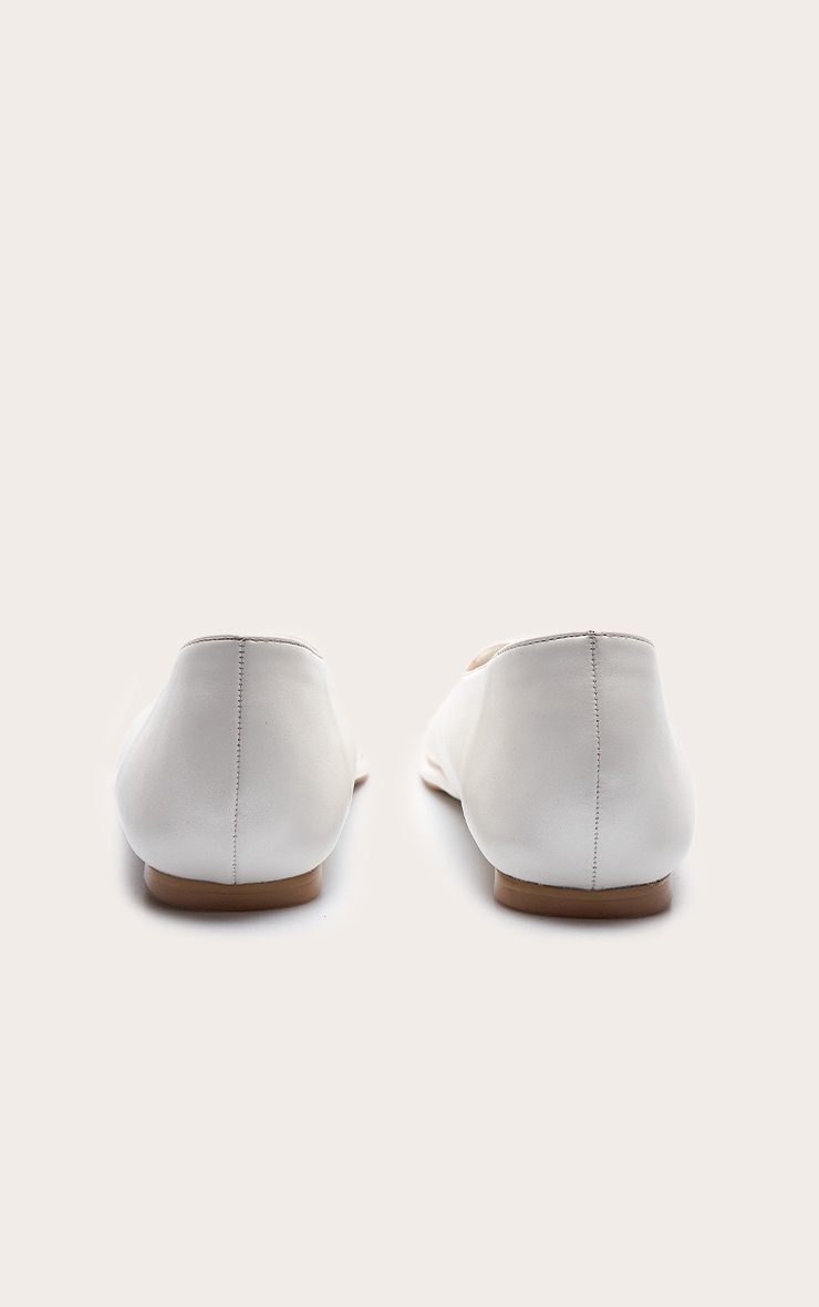 Cream Pu Croc Sqaure Toe Ballerina Pump image 4