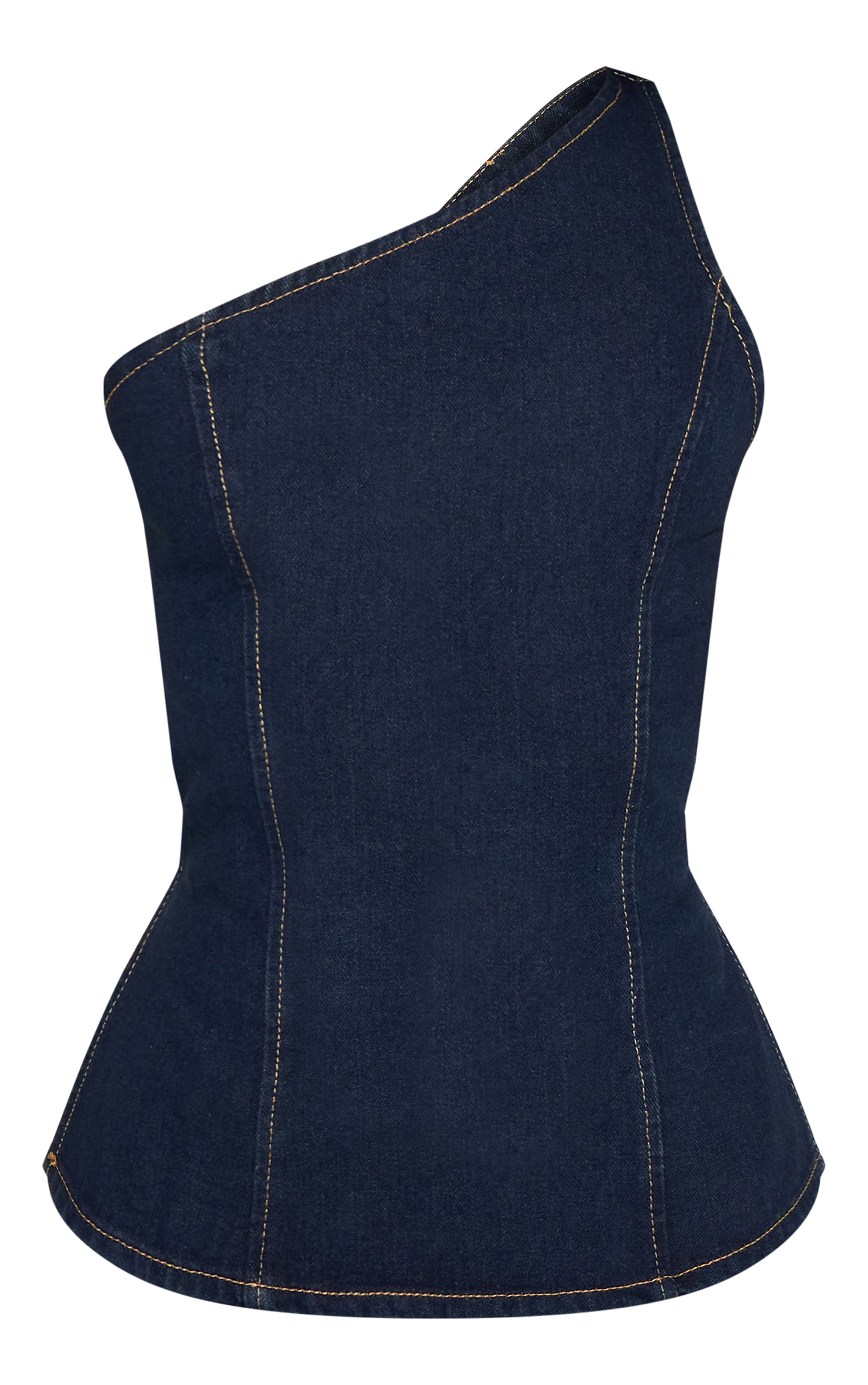Petite Indigo Asymmetric Open Back Denim Top image 5