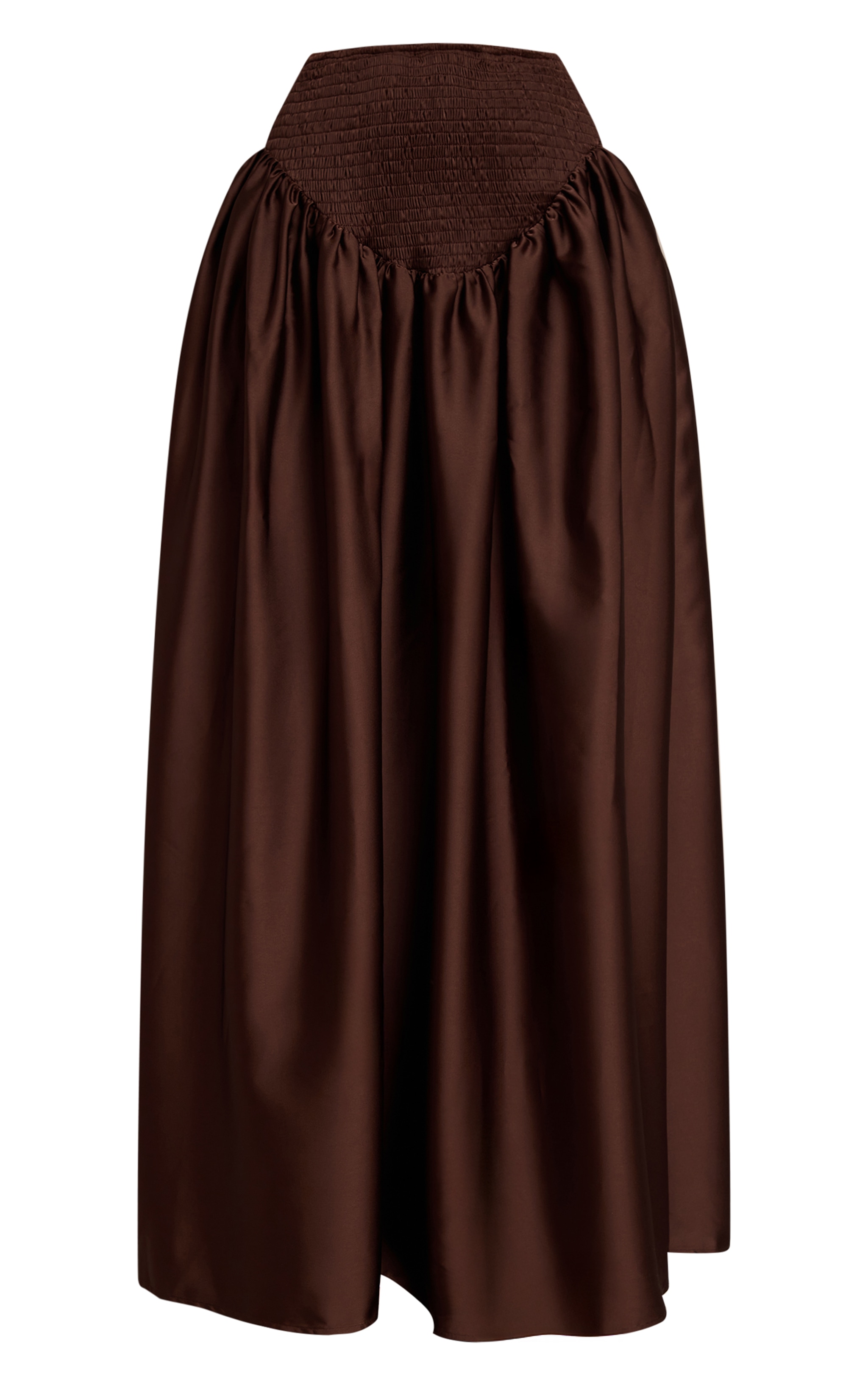 Petite Chocolate Ruched Waist Flowy Maxi Skirt image 5