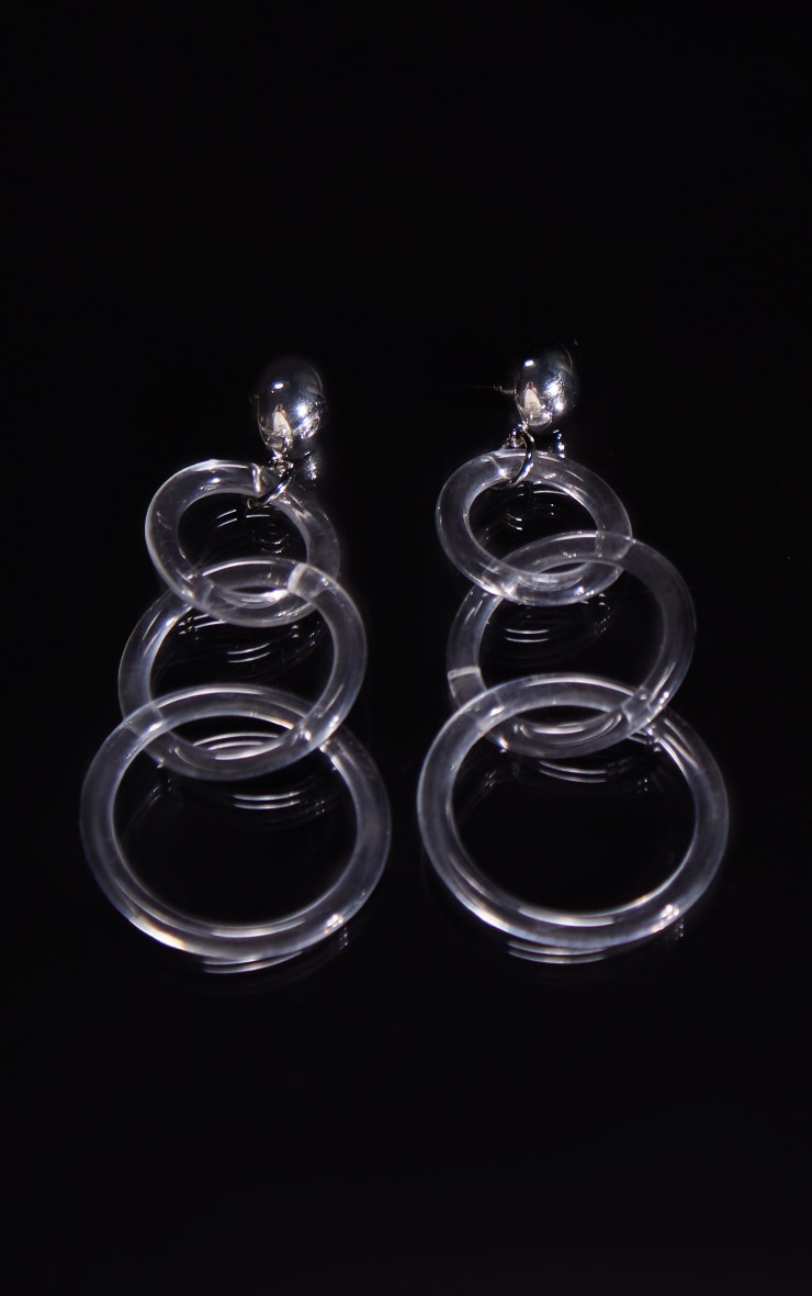 Clear Hoop Linked Statement Earrings image 2