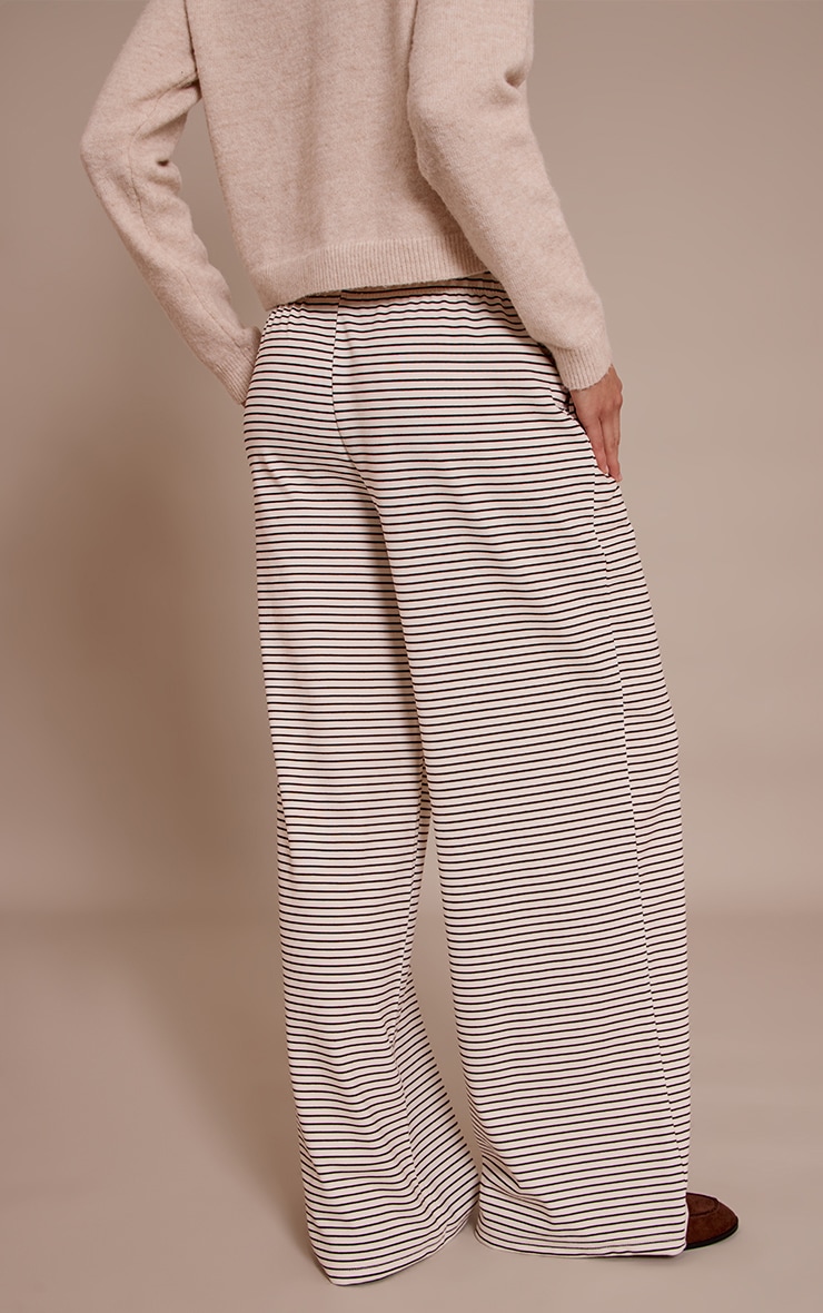 Pantalon large en coton épais chocolat à rayures image 3