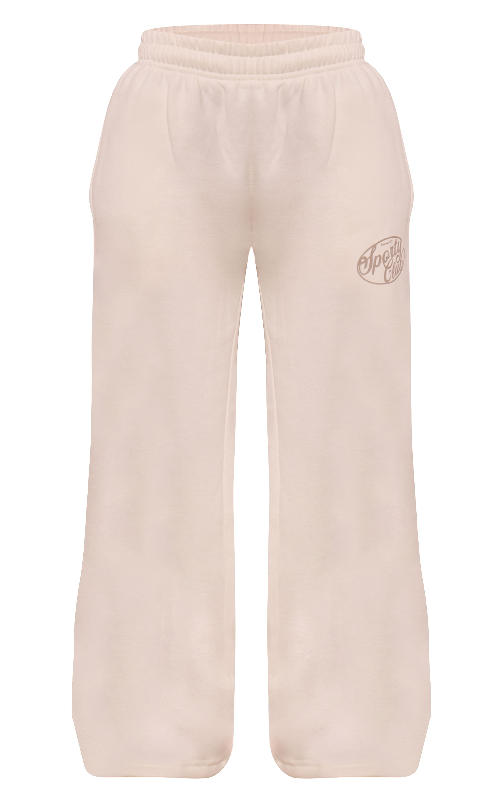 Petite Ecru Sports Club Cotton Fleece Straight Leg Sweatpants image 5