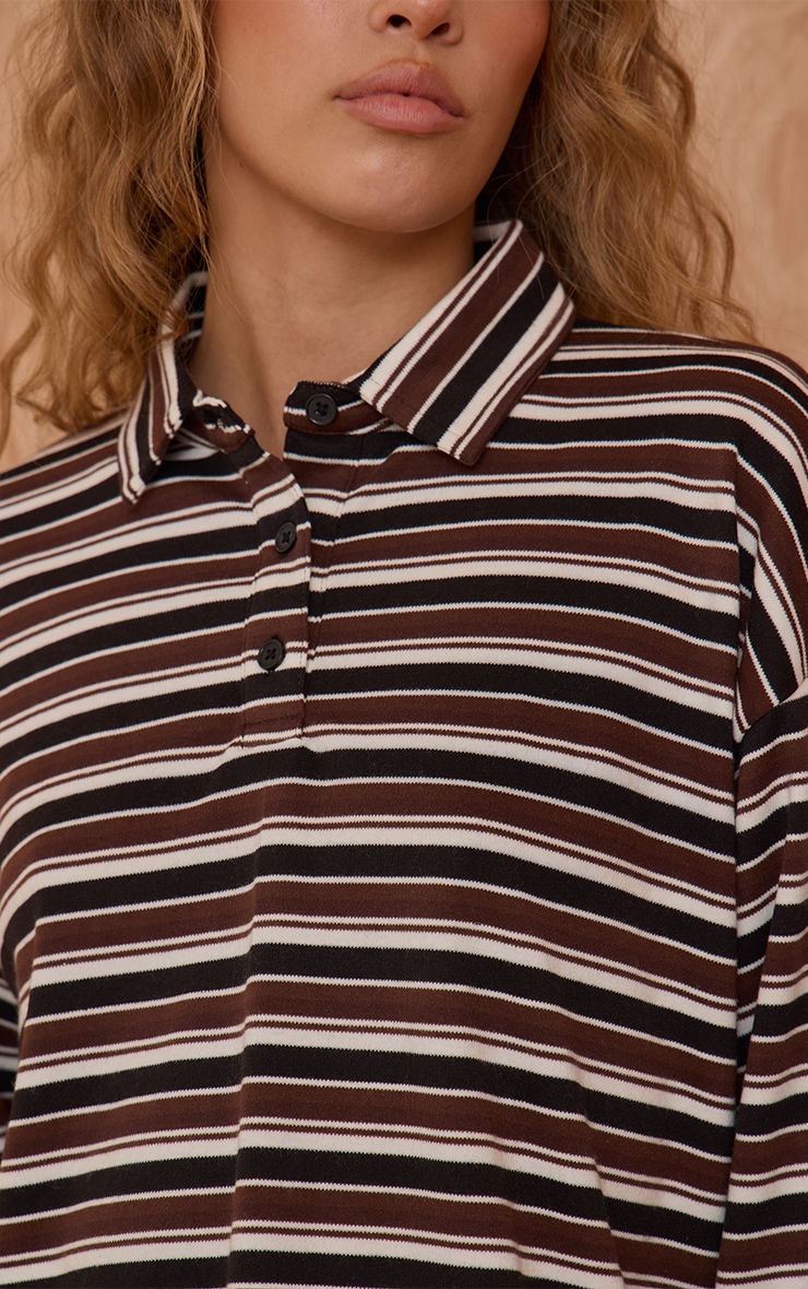Black Stripe Super Soft Oversized Polo Top image 4