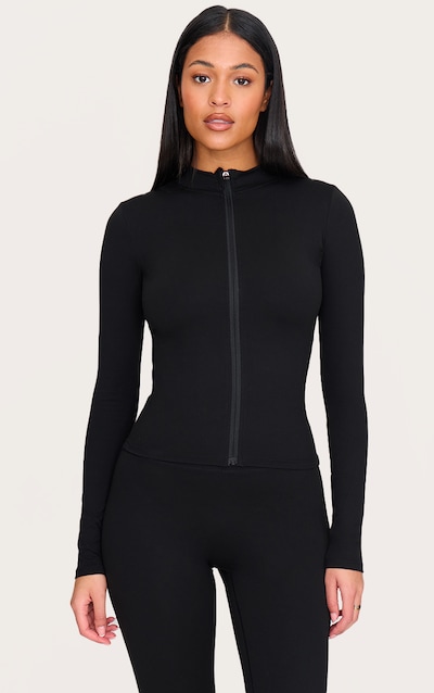 Tall Black Basic Sculpt Zip Jacket