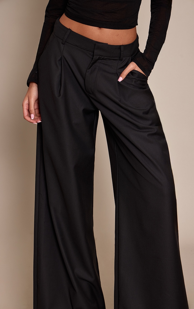Tall Black Woven Double Pleat Wide Leg Trouser image 4