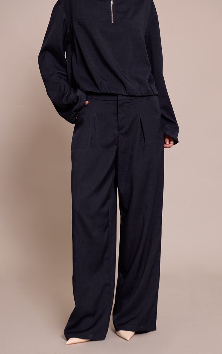 Navy Tailored Pleat Detail Woven Pant image 2