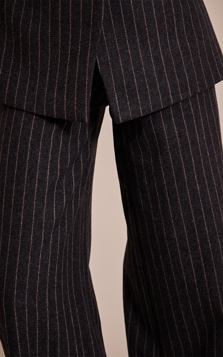 Tall Charcoal Grey Brushed Pinstripe Pant image 4
