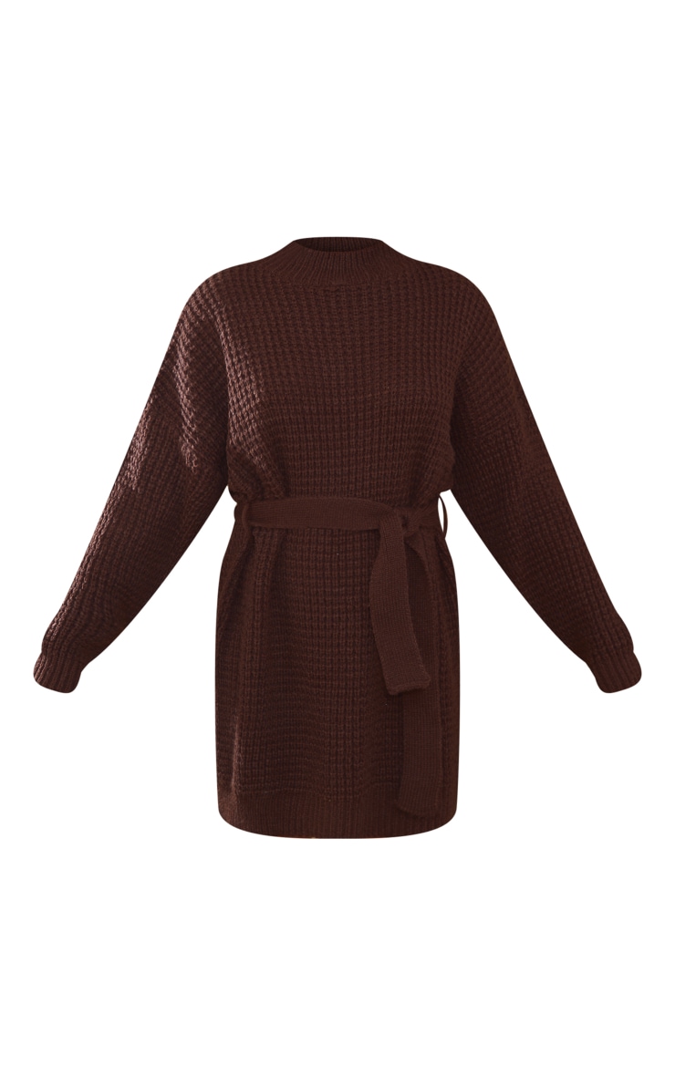 Robe pull en maille tricot gaufrée chocolat image 5