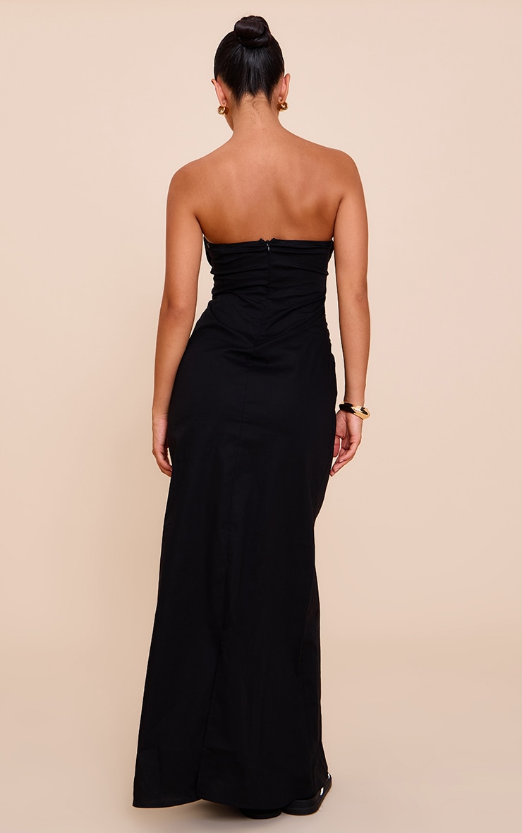 Black Bandeau Ruched Bust Maxi Dress image 2