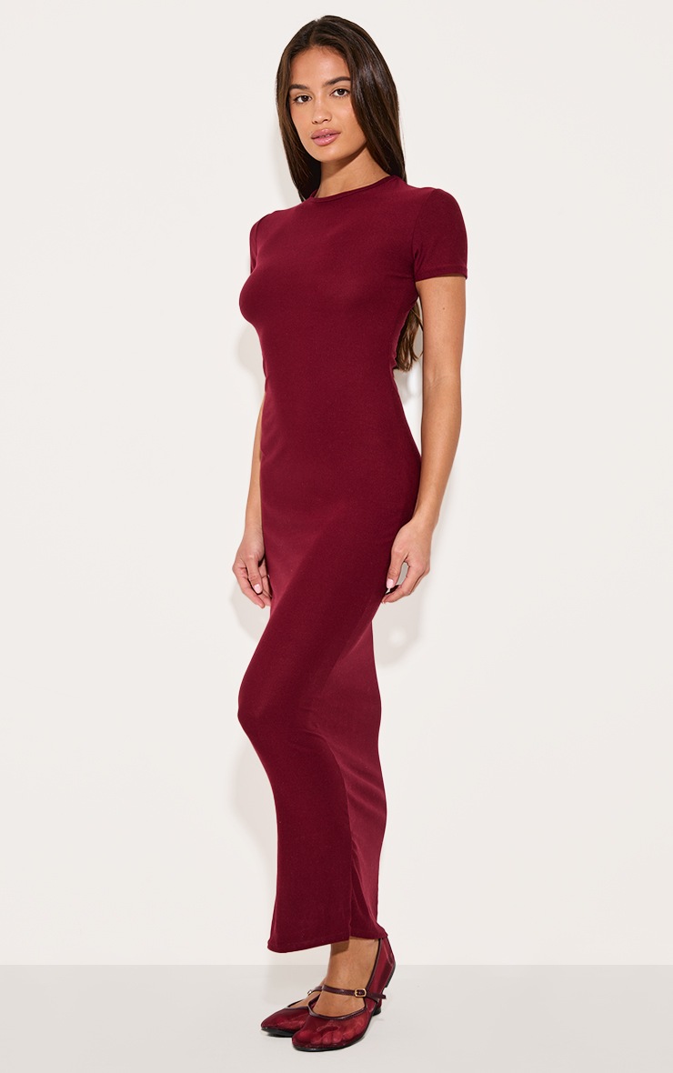 Marlowe Off-Shoulder Sheer Waist Maxi Dress Wine