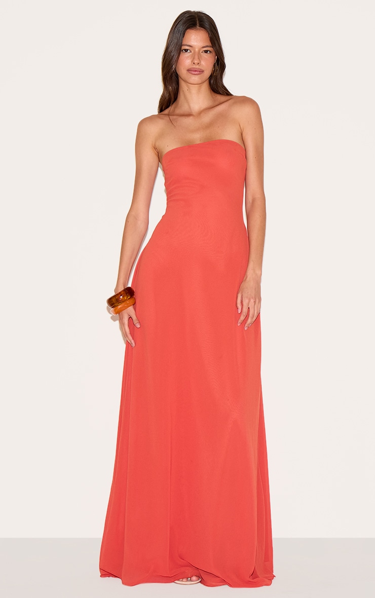 Rust Chiffon Bandeau Maxi Dress image 1