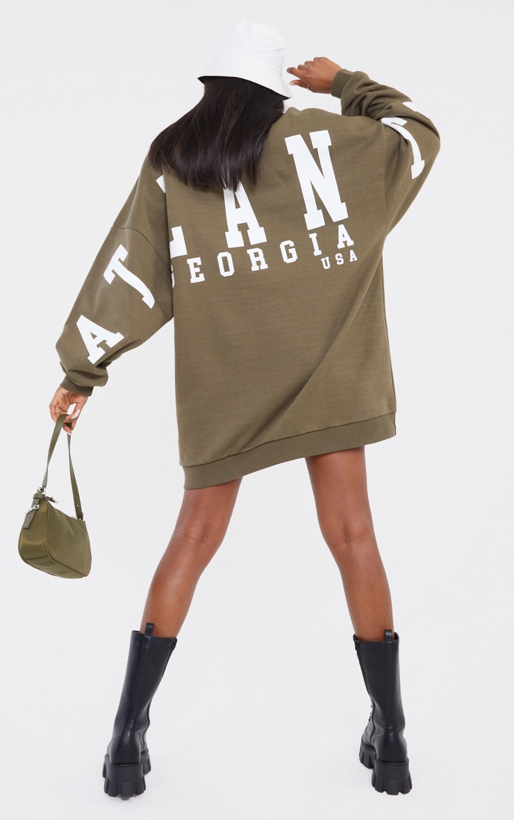 Tall - Robe sweat vert sauge à slogan Atlanta Georgia