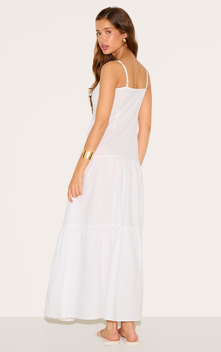 White Corset Dropped Waist Maxi Dress image 2
