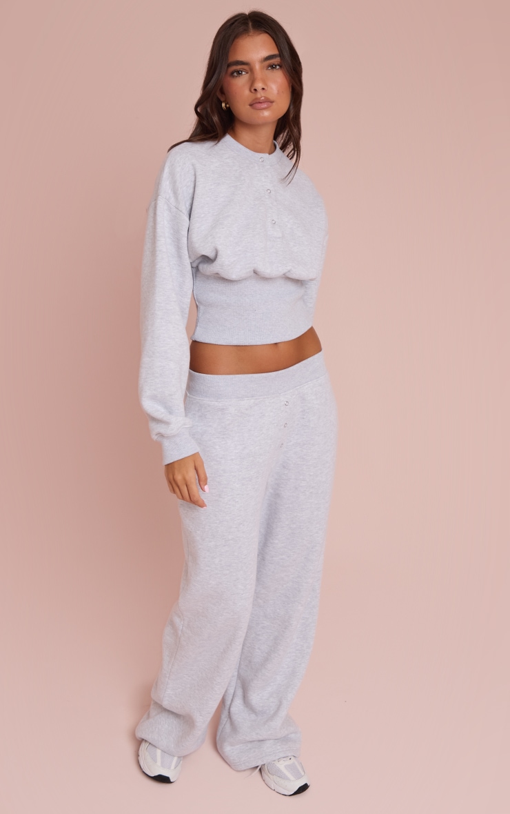 Ash Grey Button Up Cinched Sweatshirt image 3