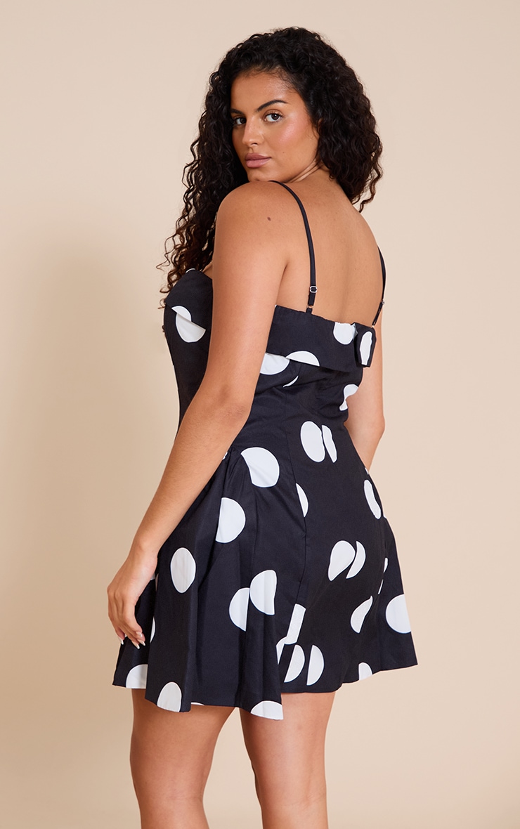 Plus Monochrome Polka Dot Strappy Structured Shift Dress image 2