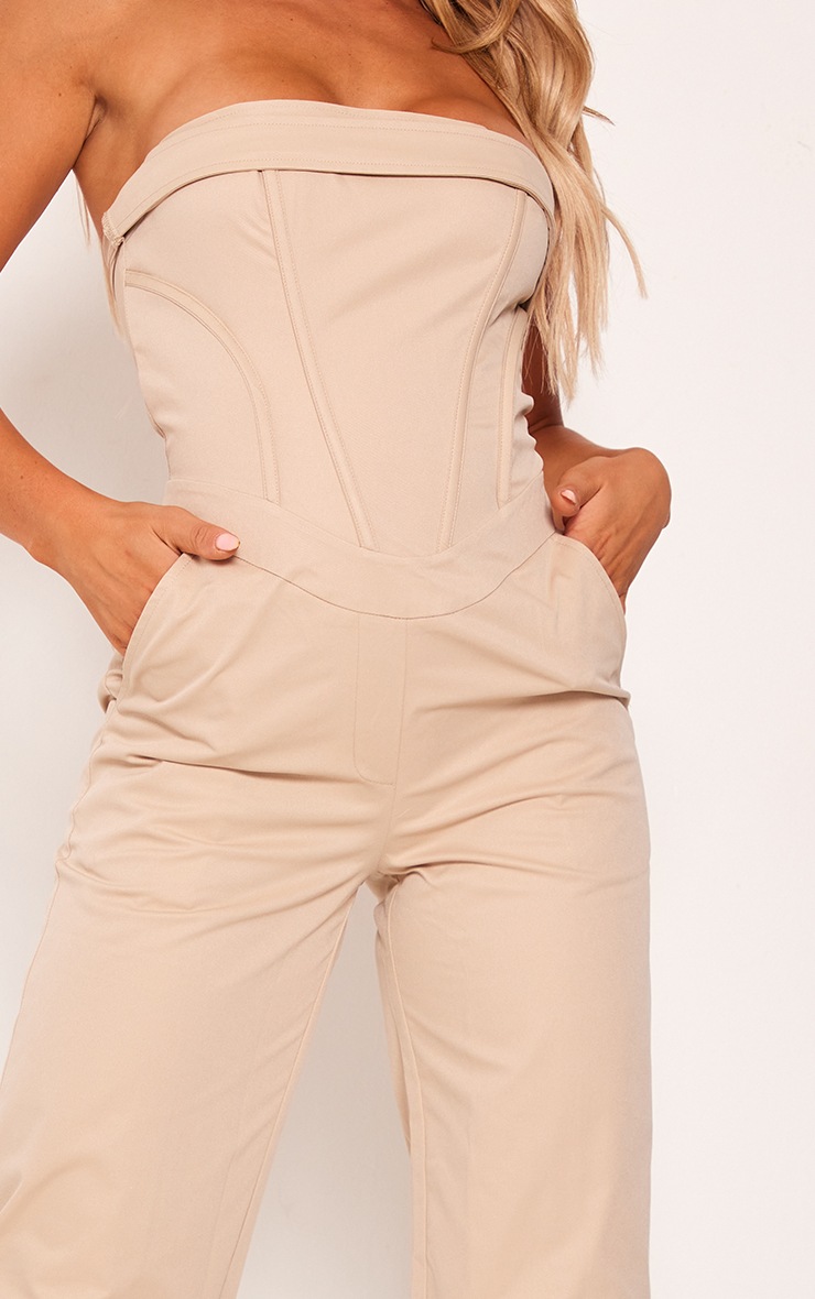 Stone Corset Detail Utility Flared Bandeau Jumpsuit image 4