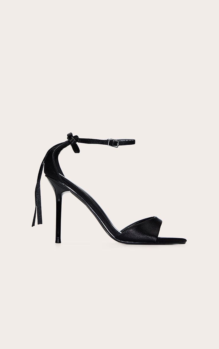 Black Satin Round Toe Bow Detail Sandal image 2