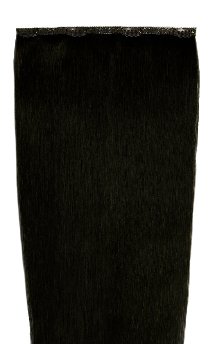 Beauty Works 18 inch Double Hair Set Weft Clip in Extensions Natural Black image 2