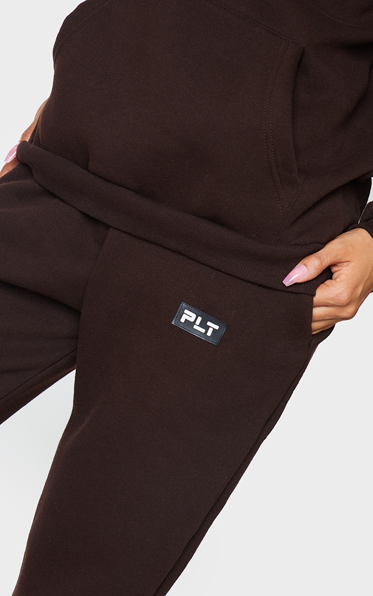 PRETTYLITTLETHING Chocolate Badge Detailed Straight Leg Sweatpants image 4