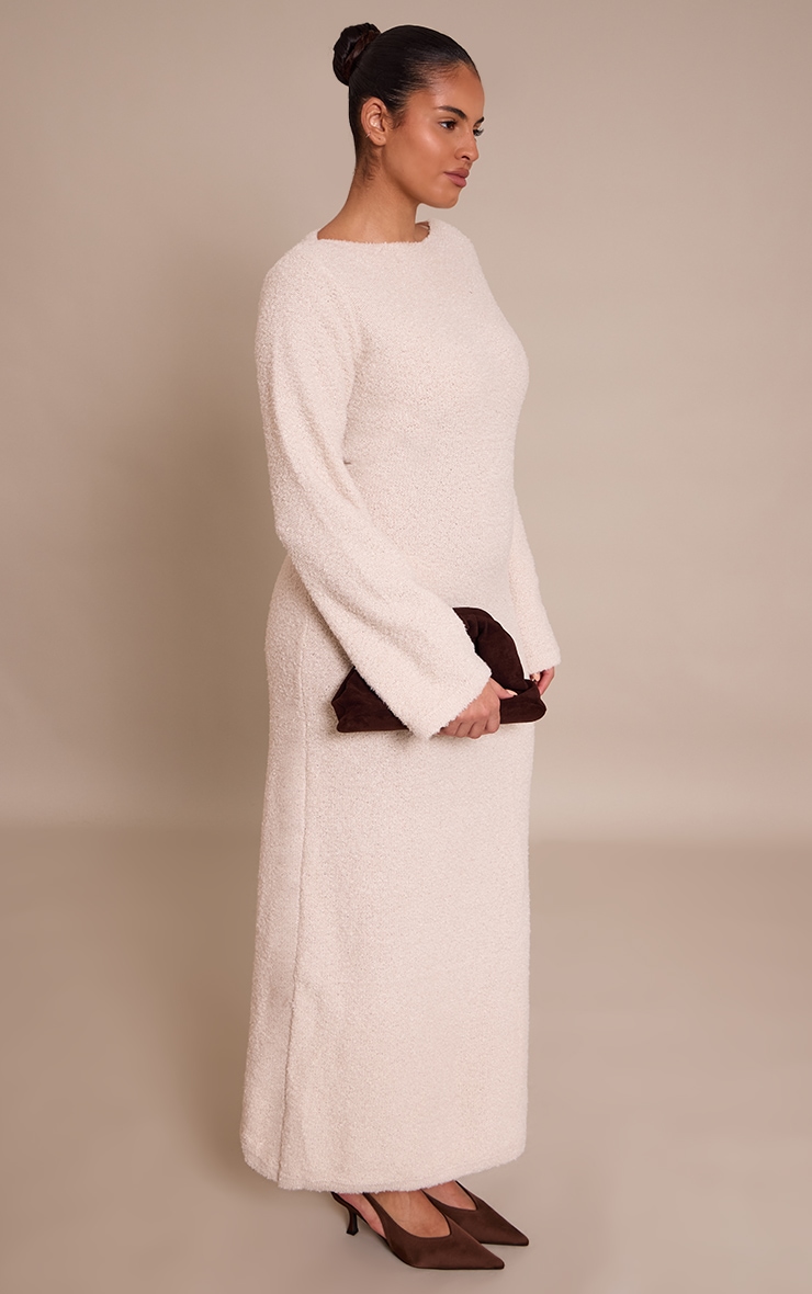 Plus Cream Bobble Knit Knitted Maxi Dress  image 3