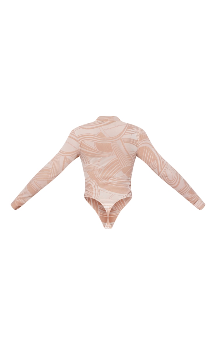 Stone Flock Mesh High Neck Long Sleeve Bodysuit image 3